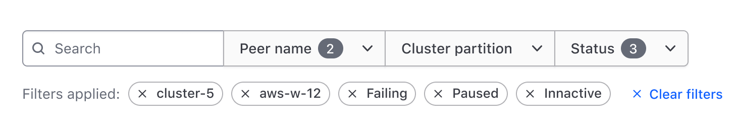 Communicating that multiple filter parameters have been applied